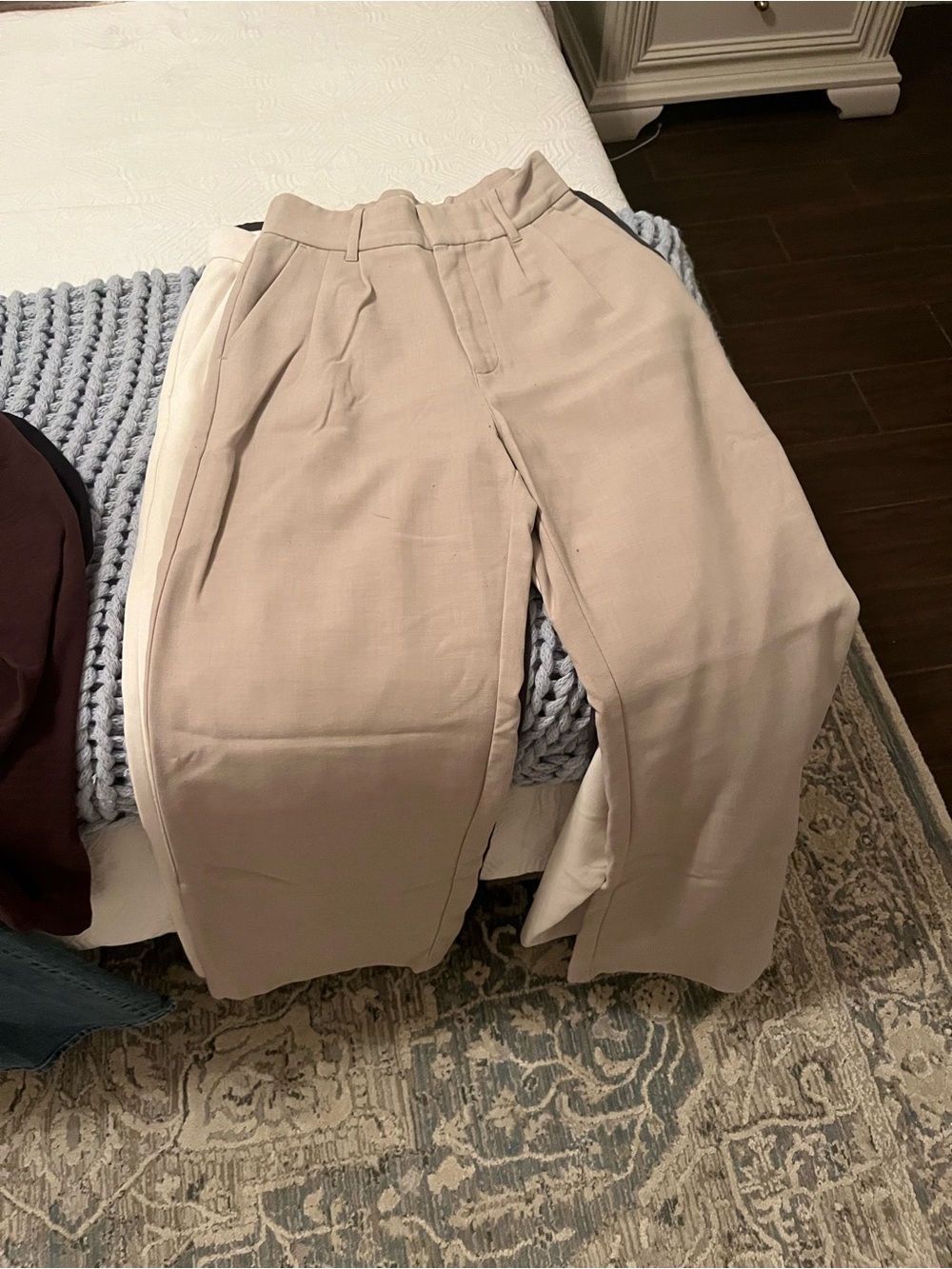 High-Waist Wide-Leg Women’s Pants in Light Beige